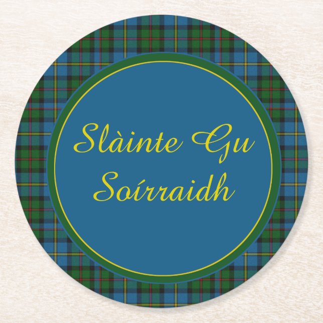 Colourful Plaid Gaelic Toast Paper Coasters (Front)