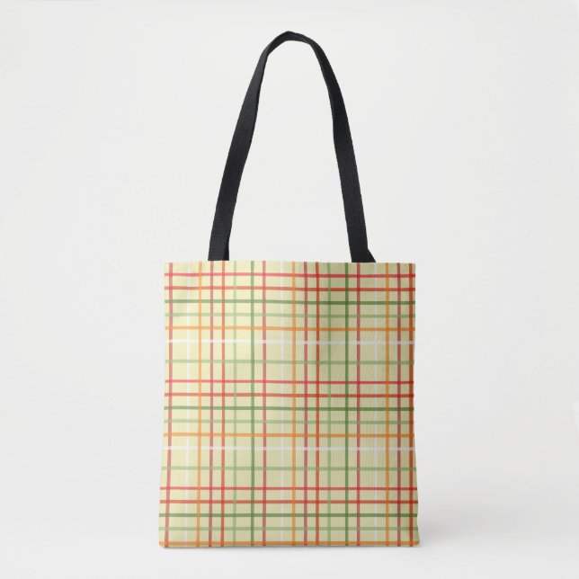 Colourful Plaid on Ivory Background Tote Bag (Front)