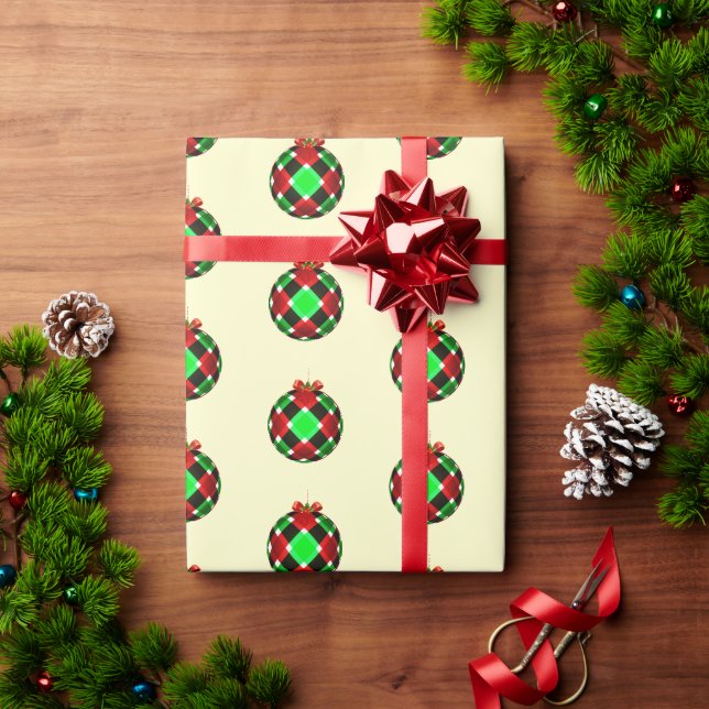 Colourful Plaid Ornament Christmas Wrapping Paper (Holiday Gift)