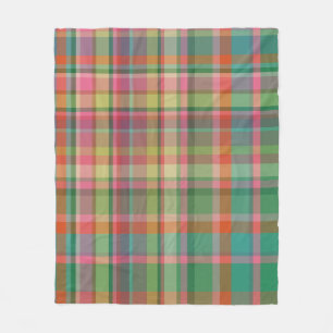 Colourful Plaid Pattern Cozy Green Christmas Rusti Fleece Blanket