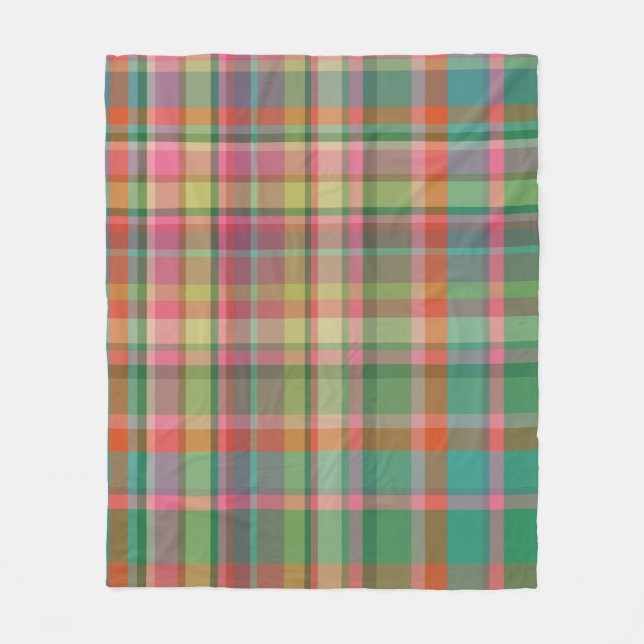 Colourful Plaid Pattern Cozy Green Christmas Rusti Fleece Blanket (Front)