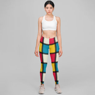 Colourful Plaid Square Capri Leggings