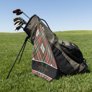 Colourful Plaid Tartan Initial Monogram Golf Towel