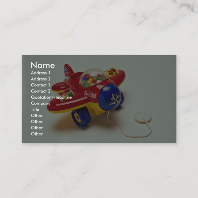 Colourful plane toy for kids business card (Front)