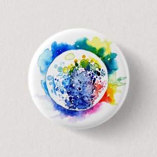 Colourful planet 1 inch round button