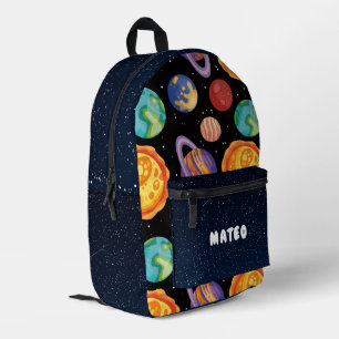Colourful Planets and Stars Outer Space School Printed Backpack