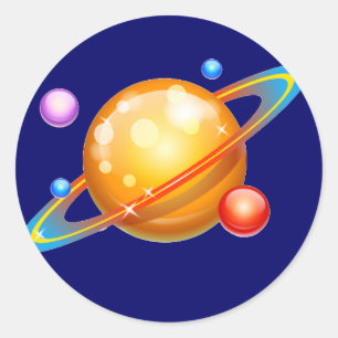 Colourful Planets Classic Round Sticker