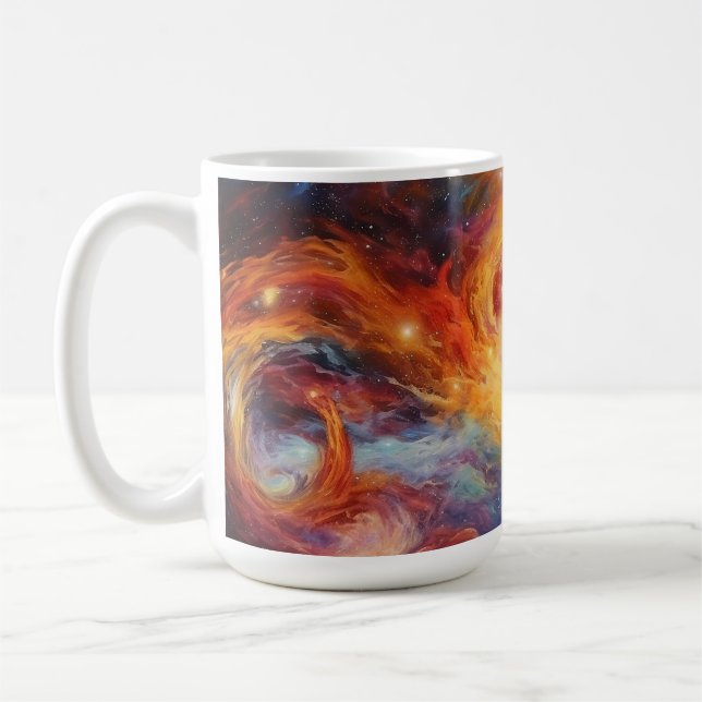 Colourful Planets Space Galaxy Background Coffee Mug (Left)