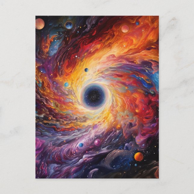Colourful Planets Space Galaxy Background Postcard (Front)
