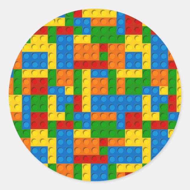 colourful plastic blocks classic round sticker (Front)