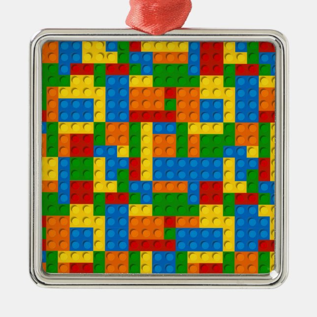 colourful plastic blocks metal ornament (Front)