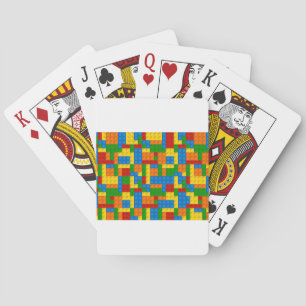 colourful plastic blocks playing cards