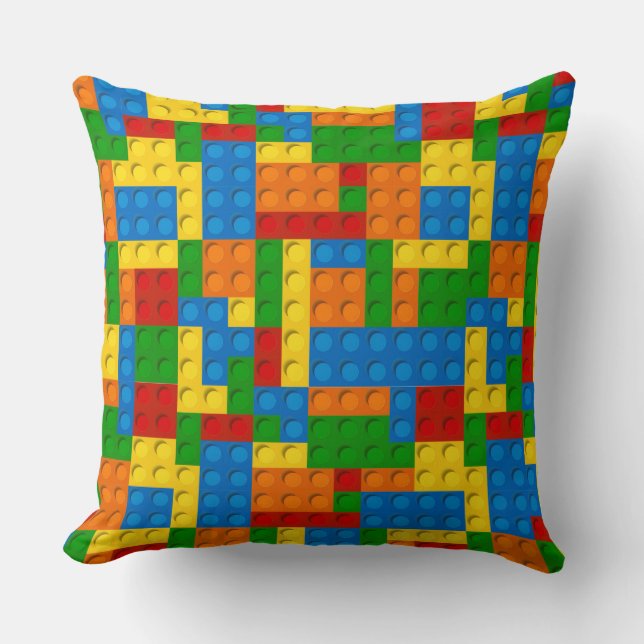 colourful plastic blocks throw pillow (Front)