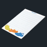 Colourful Plastic Shoes Personalized Writing Paper Notepad<br><div class="desc">This lined writing paper is ready to be personalized with a name at the top in bright blue lettering. It has matching blue lines with an illustration at the bottom of three plastic moccasin or clog style shoes in yellow,  orange and blue.</div>