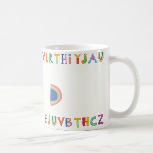 Colourful Playful Alphabet Design with Rainbow Coffee Mug