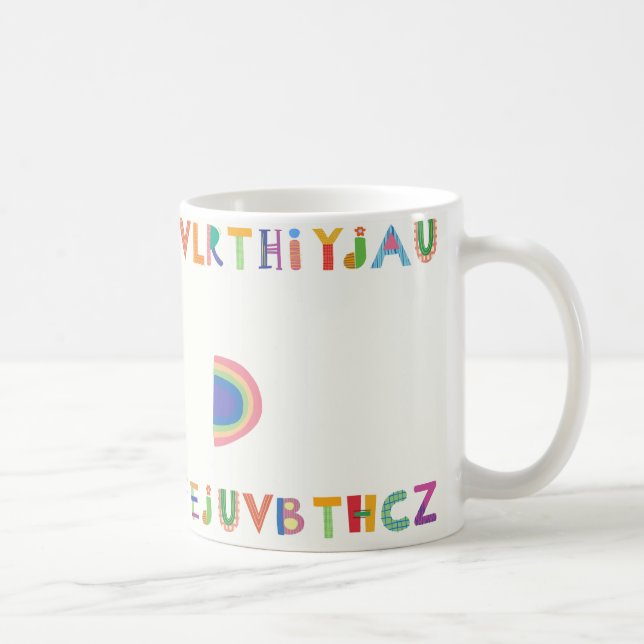 Colourful Playful Alphabet Design with Rainbow Coffee Mug (Right)
