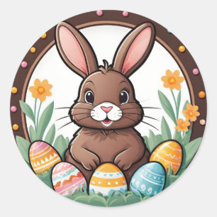 Colourful Playful Chocolate Easter Bunny Stickers