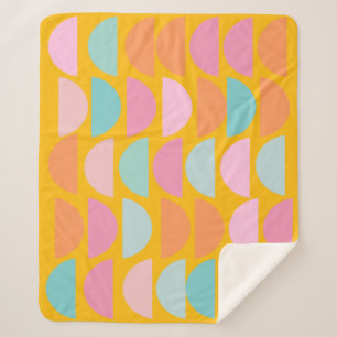 Colourful Playful Geometric Shapes in Yellow Sherpa Blanket