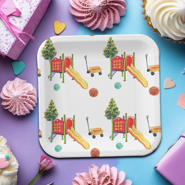 Colourful Playground Birthday Party Paper Plate (Creator Uploaded)