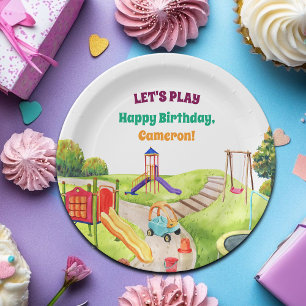 Colourful Playground Birthday Party Paper Plate