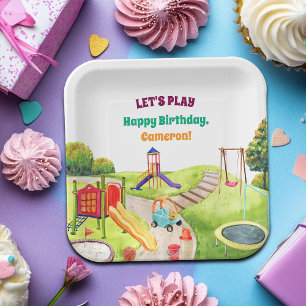 Colourful Playground Birthday Party Paper Plate