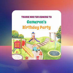 Colourful Playground Birthday Party  Square Sticker