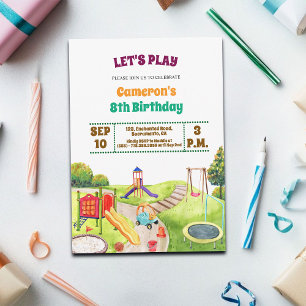 Colourful Playground Party 8th Birthday Invitation
