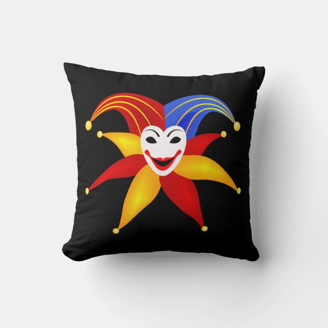 Colourful Playing Card Joker Symbol Throw Pillow (Front)