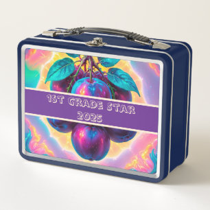 Colourful plum custom 1st grade star 2025 metal lunch box