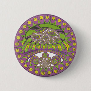 Colourful Plum Yellow lace decorative ethnic 2 Inch Round Button