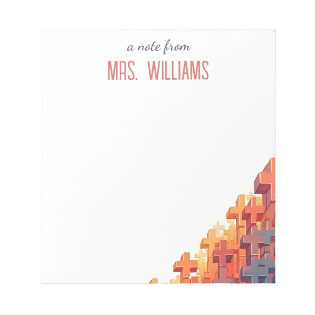 Colourful Plus Signs Custom Teacher Appreciation Notepad (Front)