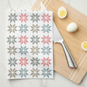 Colourful Poinsettia Christmas Chic Motif Pattern Kitchen Towel