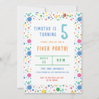 Colourful Pokadot Birthday Party Invitation