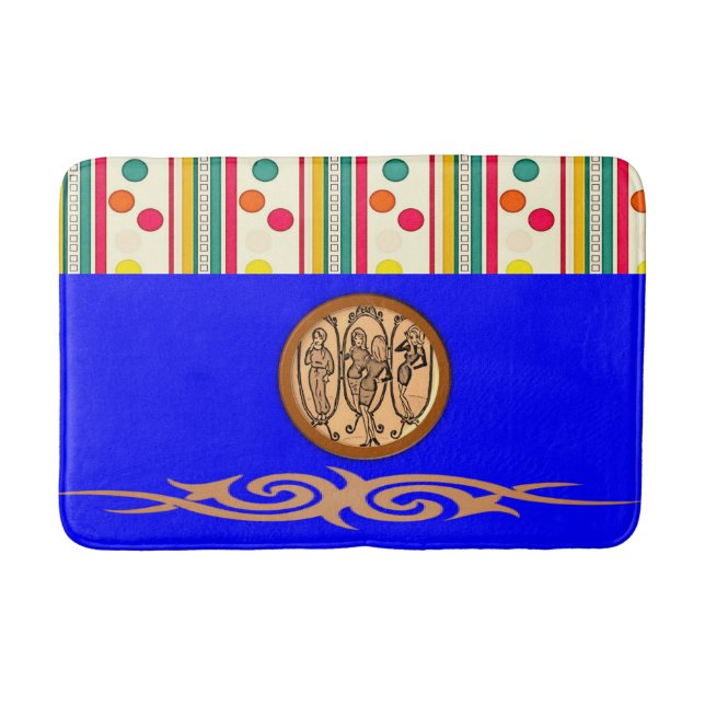 colourful pokadot circles bathroom bathmat (Front)