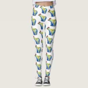Colourful polar bear Santa Custom Leggings