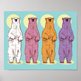 Colourful Polar Bears Poster