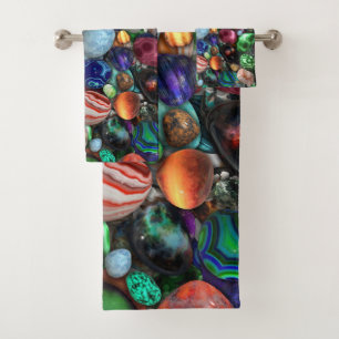 Colourful Polished Stones  Bath Towel Set