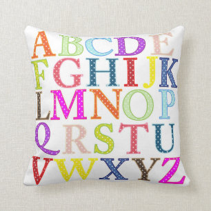 Colourful Polka Dot Alphabet Letters Throw Pillow