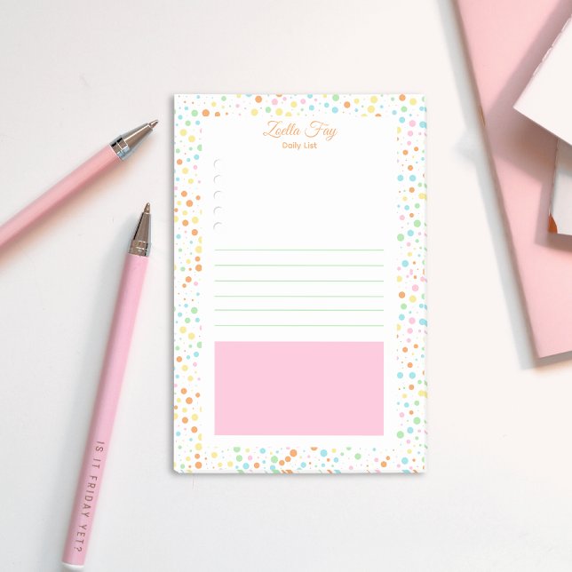 Colourful Polka Dot Back to School Essentials Post-it Notes (Bright Colorful Girly Dot Pattern Back to School Daily List Post it Notes)