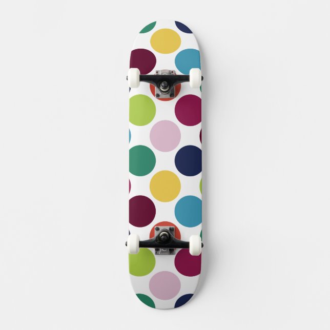 Colourful Polka Dot Bubble Old School Skateboard (Front)