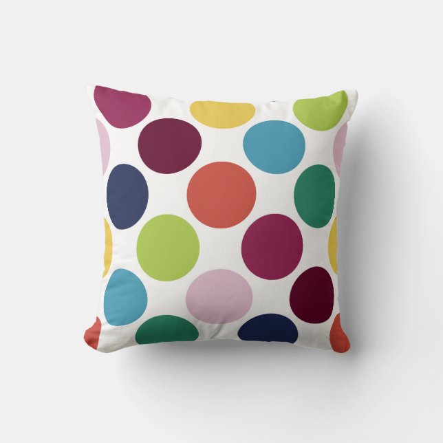 Colourful Polka Dot Bubble Round Couch Throw Pillow (Front)