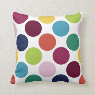 Colourful Polka Dot Bubble Round Couch Throw Pillow