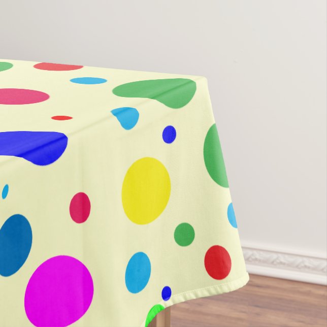 Colourful Polka Dot Bubbles Tablecloth (In Situ)