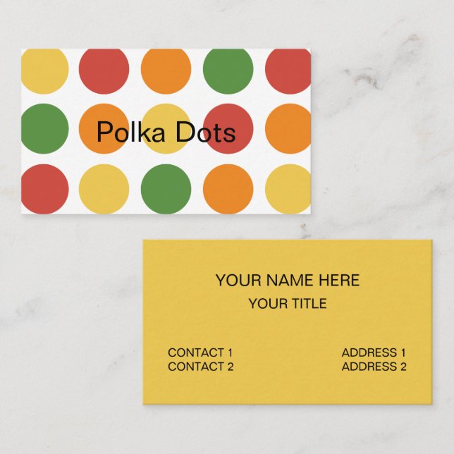 Colourful Polka Dot  Business Card (Front/Back)