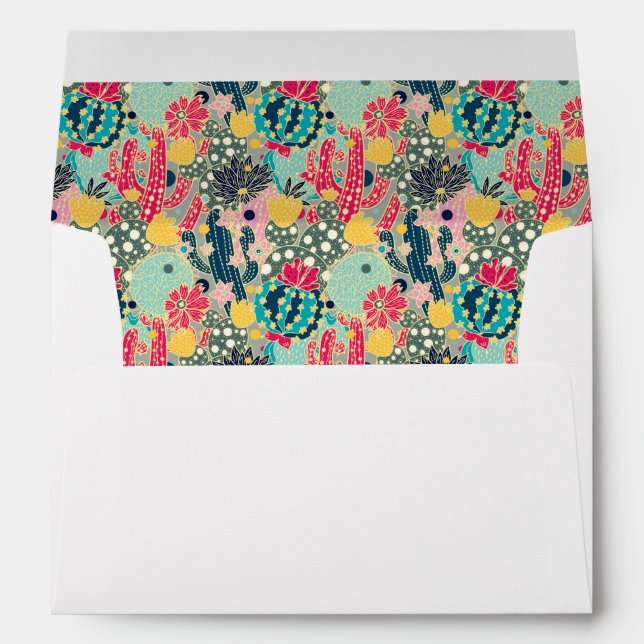 Colourful Polka Dot Cactus Pattern Envelope (Back (Bottom))