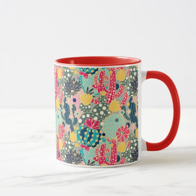 Colourful Polka Dot Cactus Pattern Mug (Right)