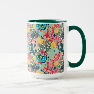 Colourful Polka Dot Cactus Pattern Mug