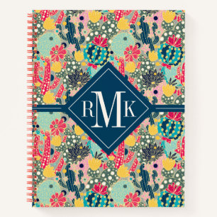 Colourful Polka Dot Cactus Pattern Notebook