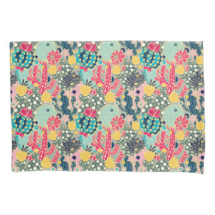 Colourful Polka Dot Cactus Pattern Pillowcase
