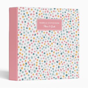 Colourful Polka Dot Confetti Pattern Custom Name 3 Binder